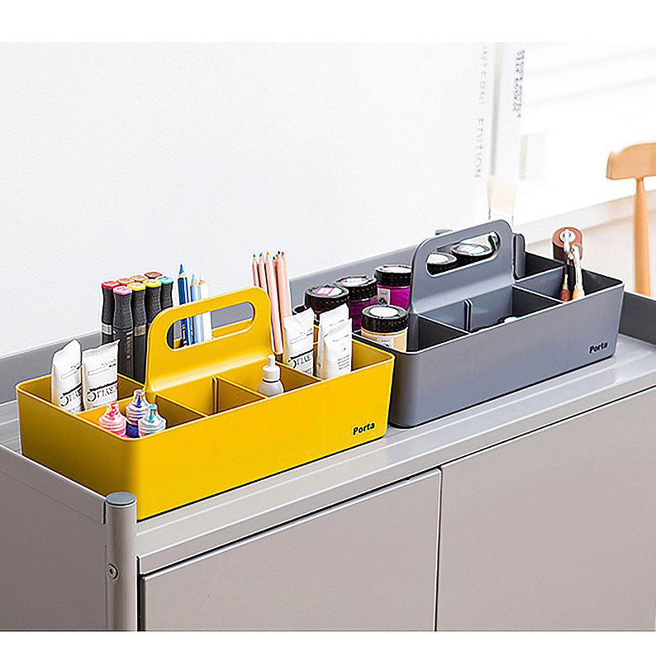 Litem | Portable | Stackable | Porta Organizer | Yellow |For Office Home & Kitchen