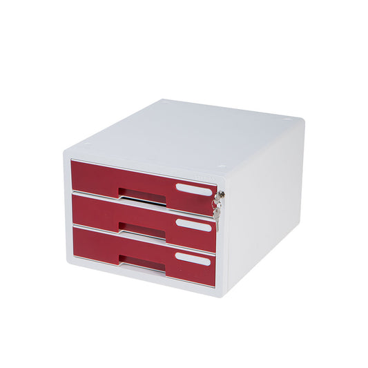 Sysmax |Lockable File Cabinet | 3 Drawers | Wine Red | For Office School  & Hospital