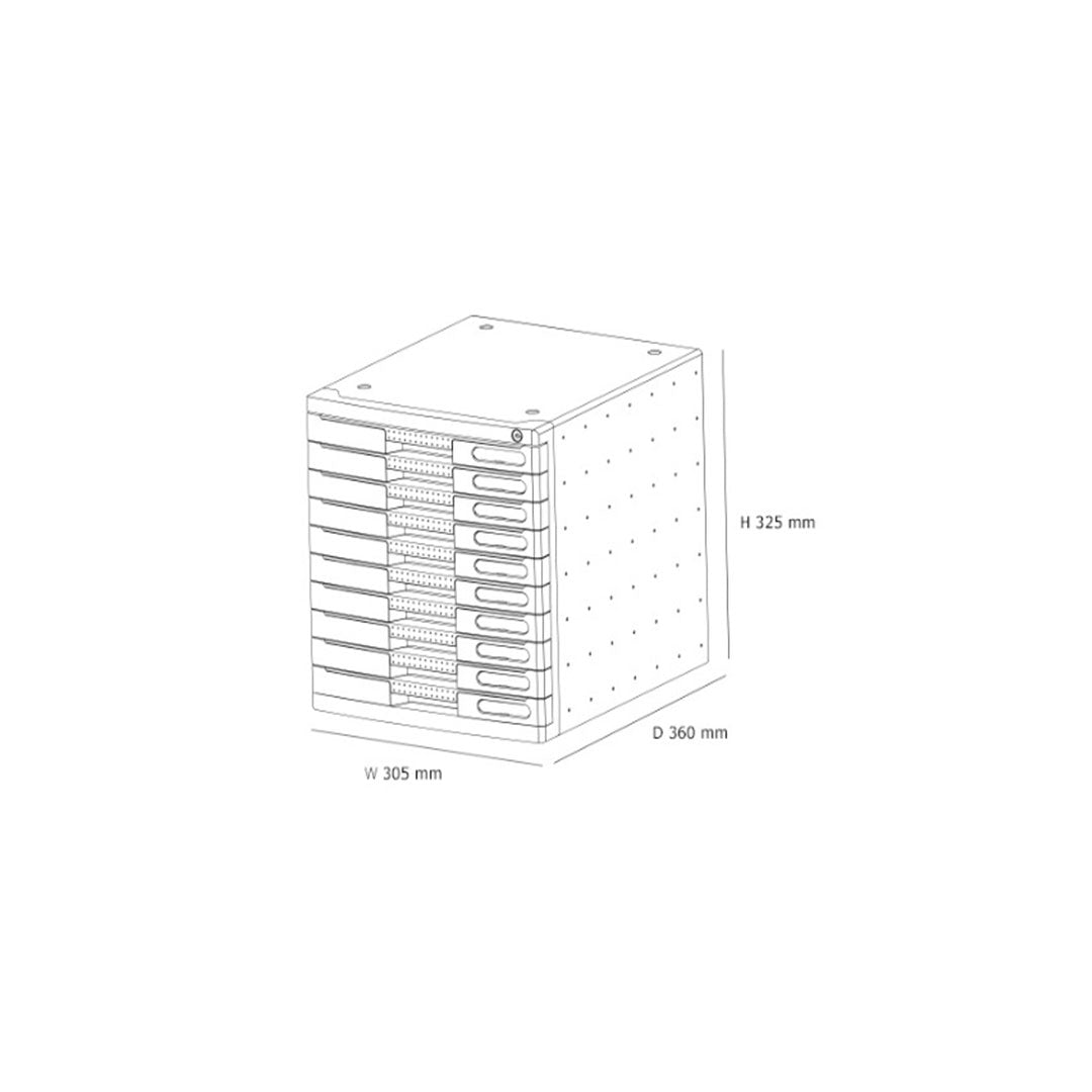 Sysmax | Lockable File Cabinet | 10 Drawers | Grey |New Max | For Office School  & Hospital