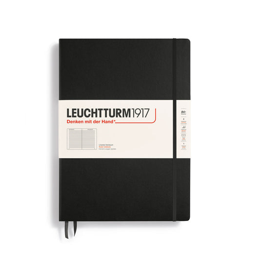Black notebook with Leuchtturm1917 branding on a white background
