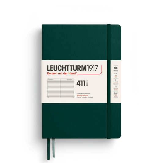 LEUCHTTURM1917 RULED NOTEBOOK  A5 (411 Pages)-FOREST GREEN