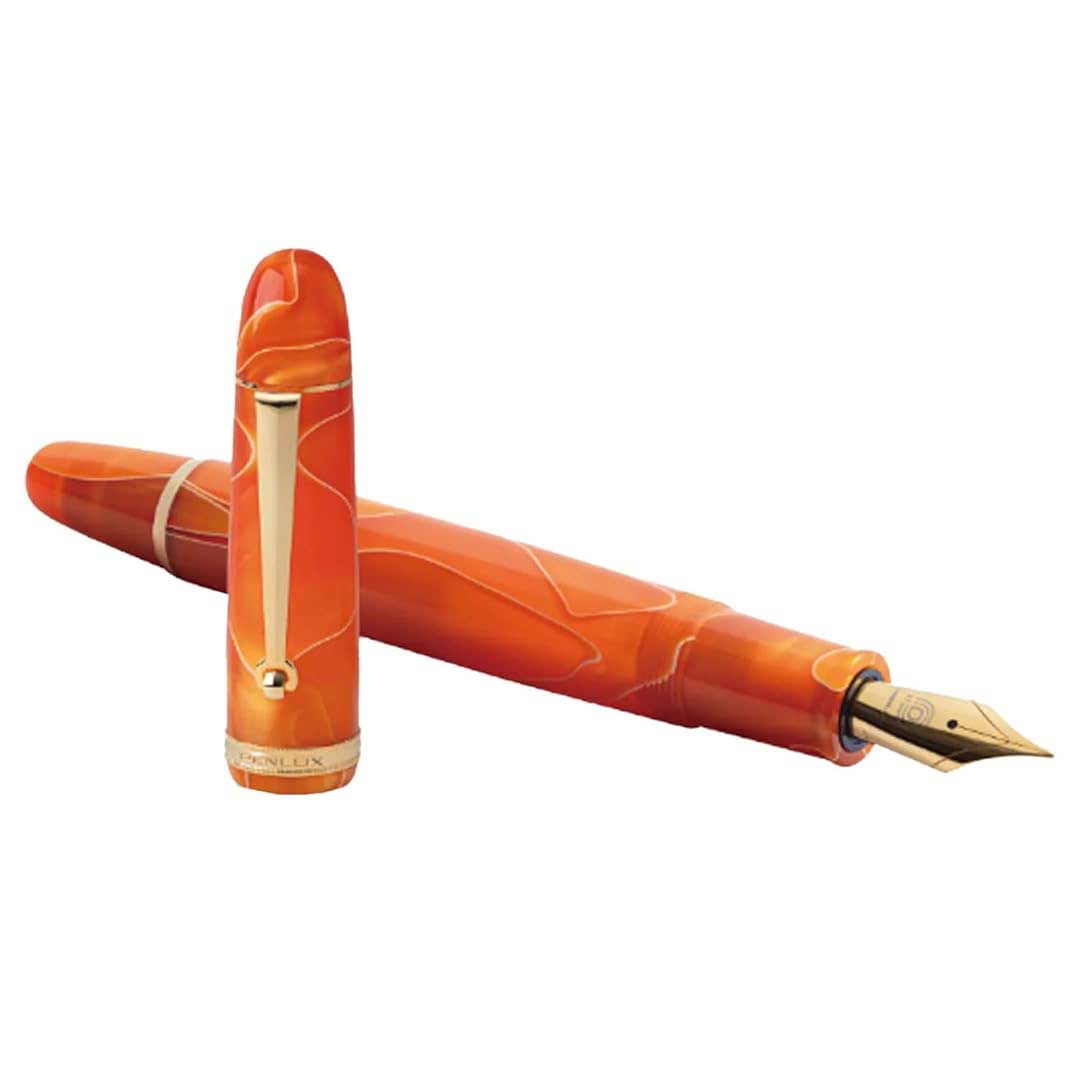 Penlux Masterpiece Grande Orange Swirl Fountain Pen