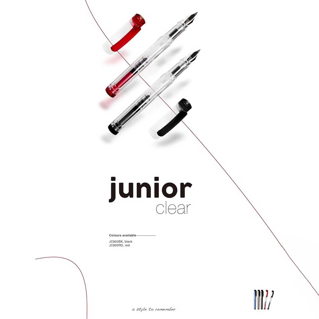 Penlux Junior Clear Red Fountain Pen