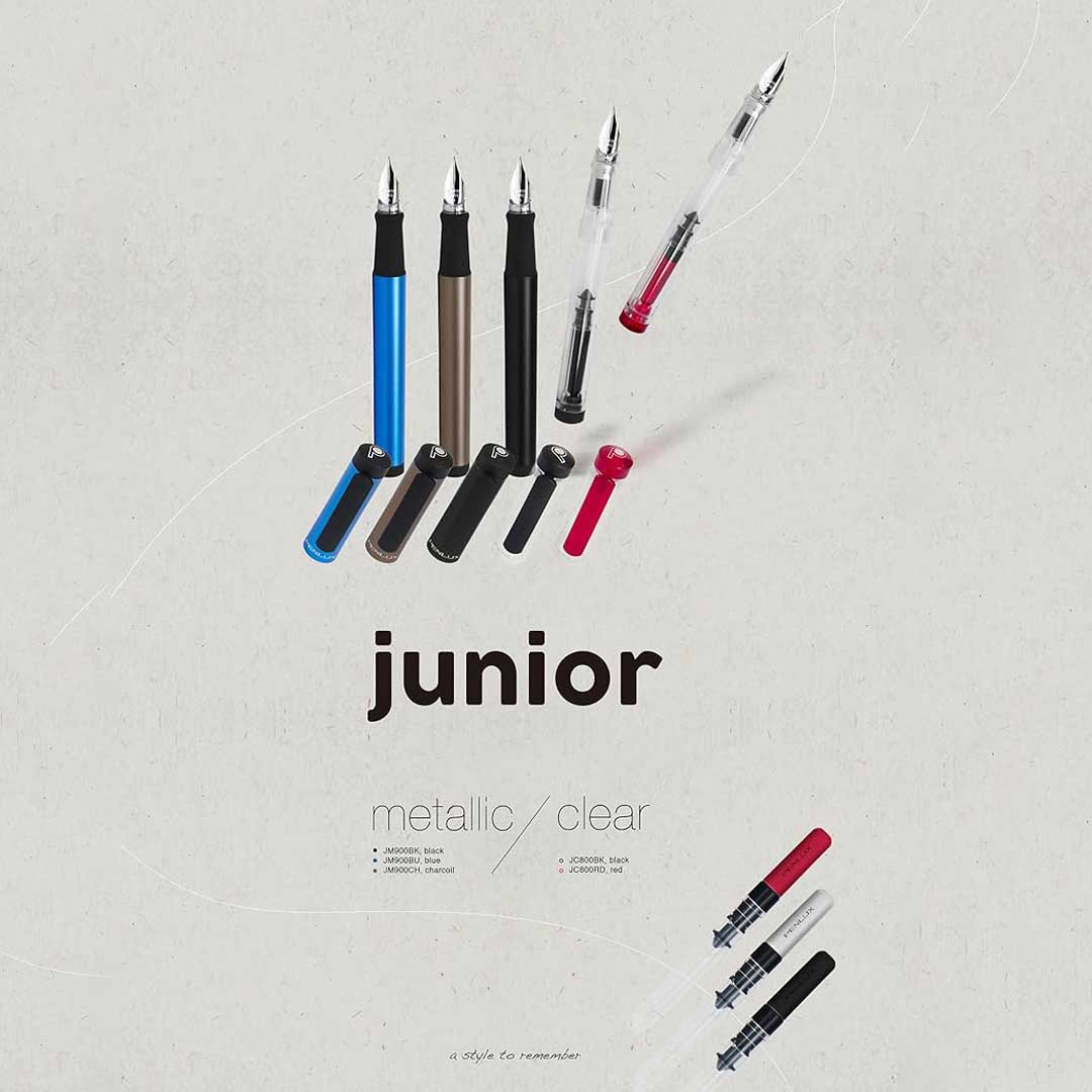 Penlux Junior Clear Red Fountain Pen