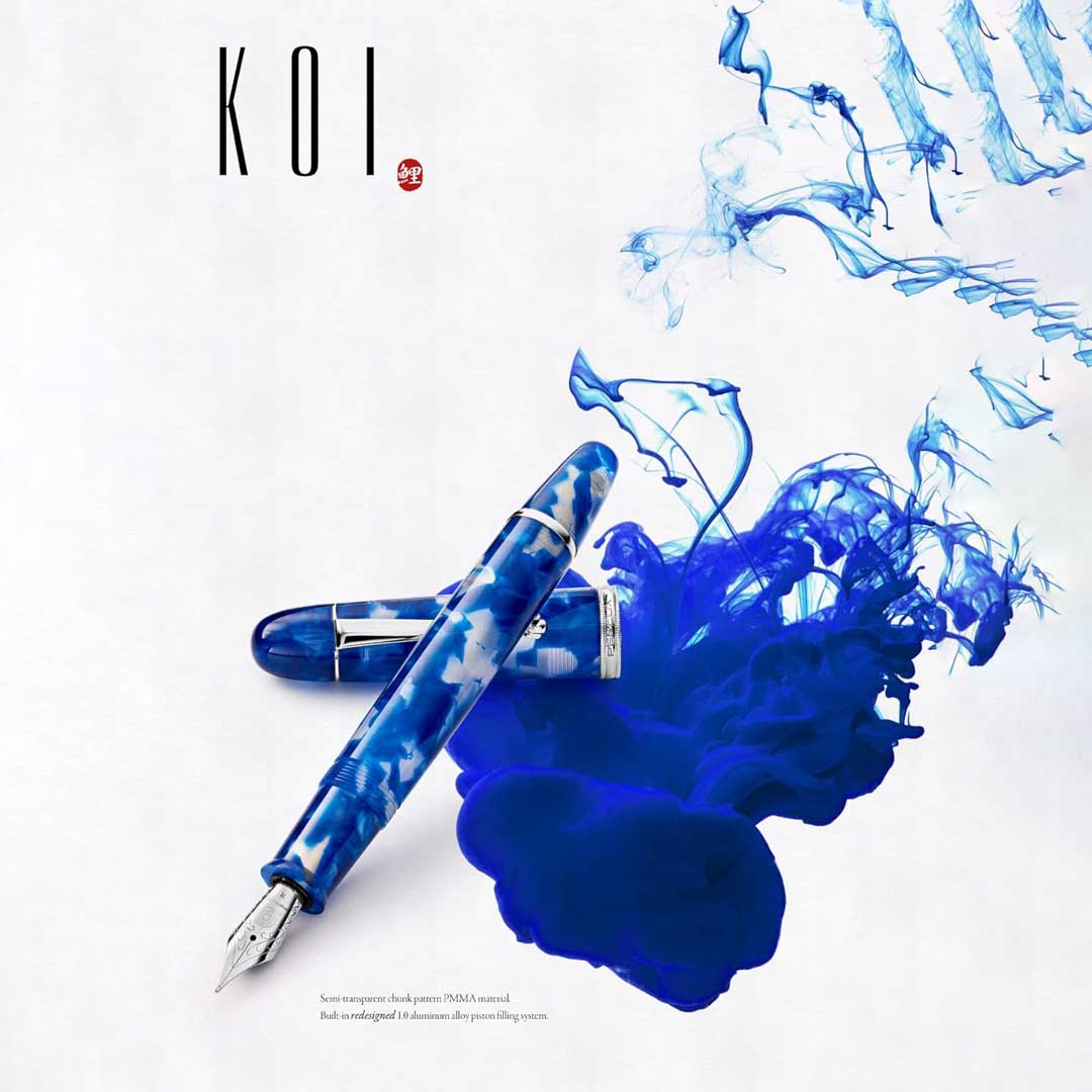 Penlux Koi King Blue White Fountain Pen