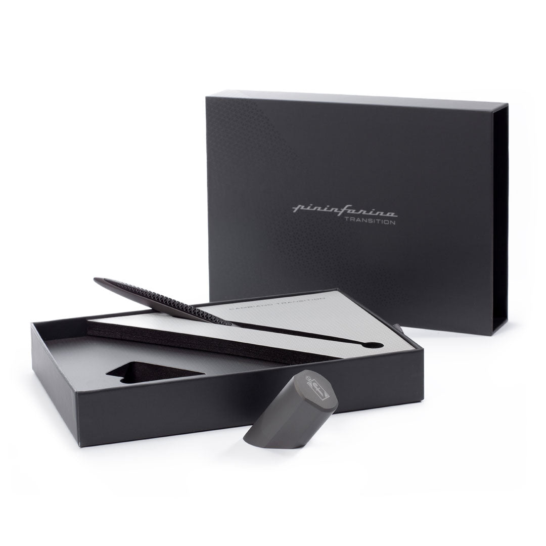 Pininfarina | Cambiano Transitions | Titanium Ethergraf Tip Pencil | Inclined Desk Stand