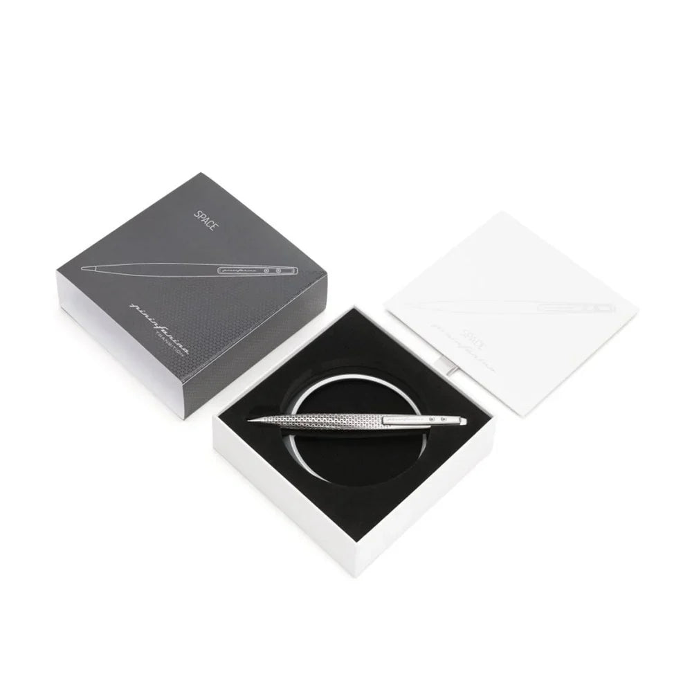 Pininfarina Space Transition Ballpoint Pen with Aluminium Desk Stand – Grey