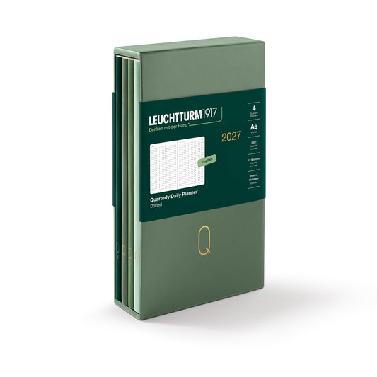 LEUCHTTURM1917 2027 Quarterly Daily Planner Dotted (A6) pack of 4 - Shades of Green