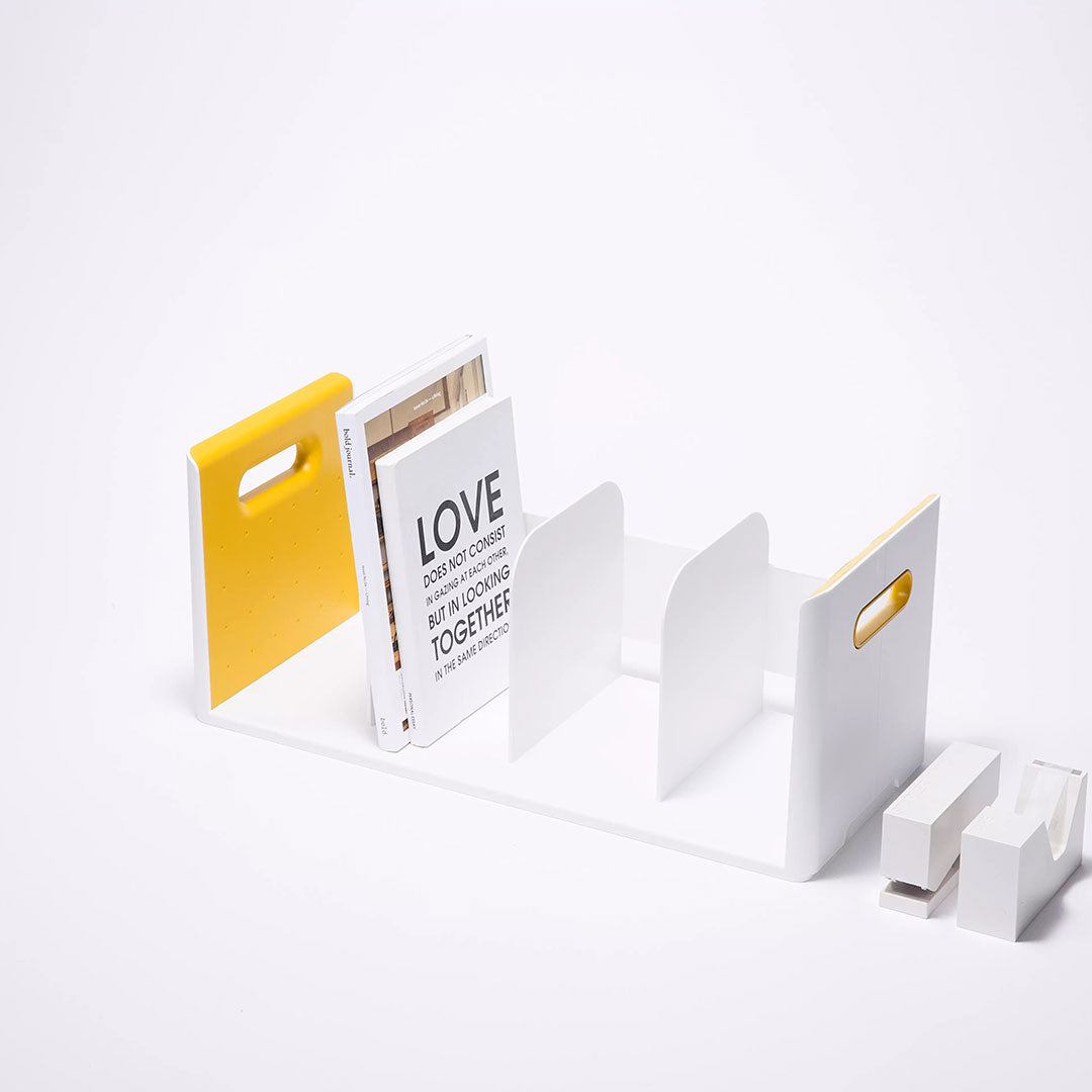 Litem | Book Rack | 4 Compartments | Organizer| Yellow |Roomax