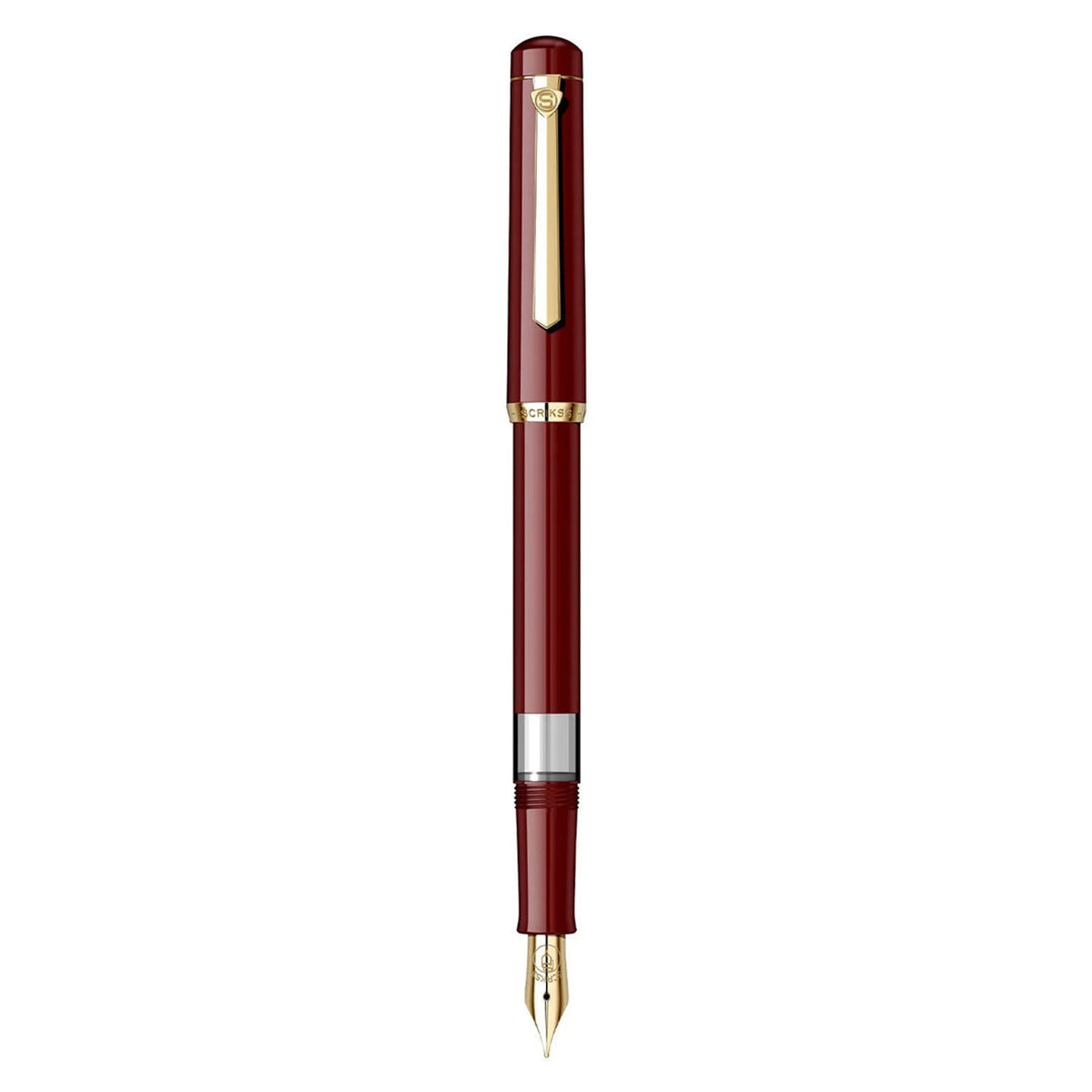Scrikss 419 Medium Nib Fountain Pen - Burgundy GT on a white background