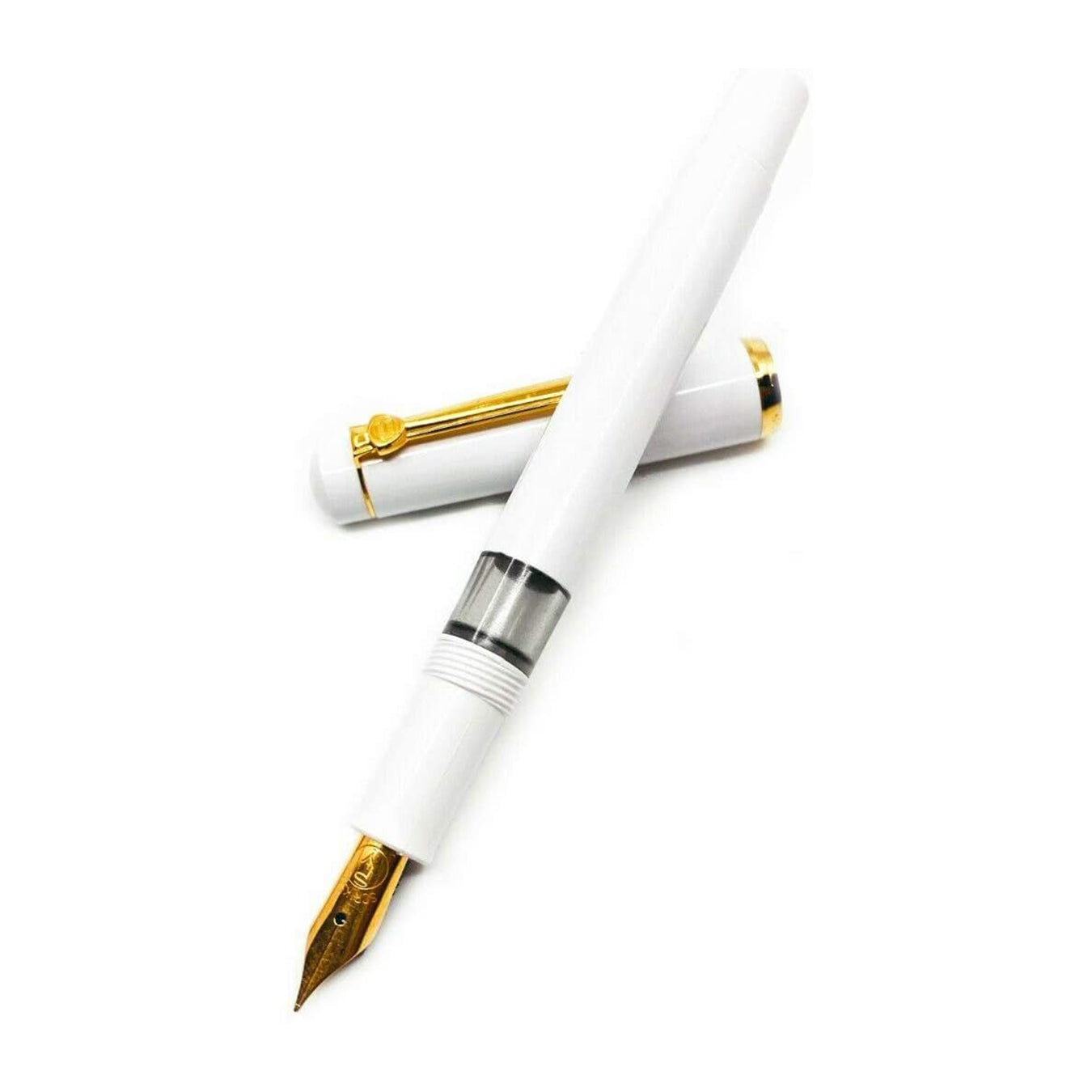 Scrikss 419 Medium Nib Fountain Pen - White GT