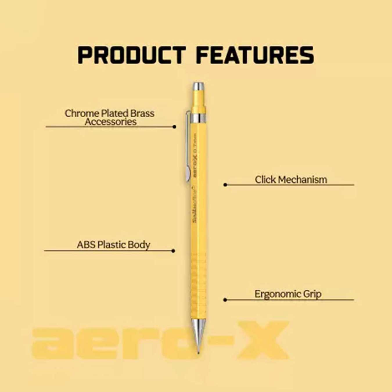 Scrikss Aero-X 0.7mm Mechanical Pencil - Yellow