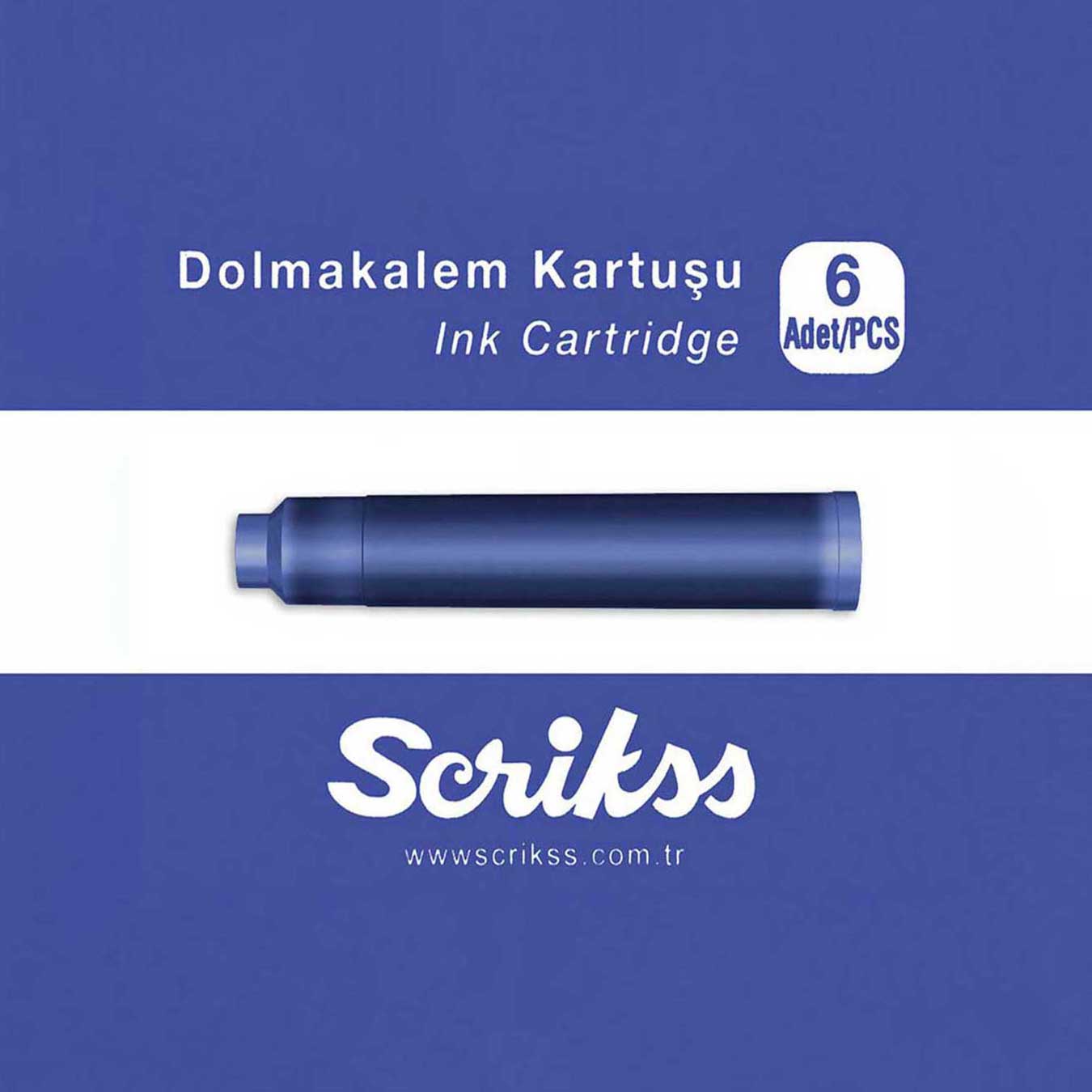 Scrikss Blue Ink Cartridges for Fountain Pens (Pack of 6)