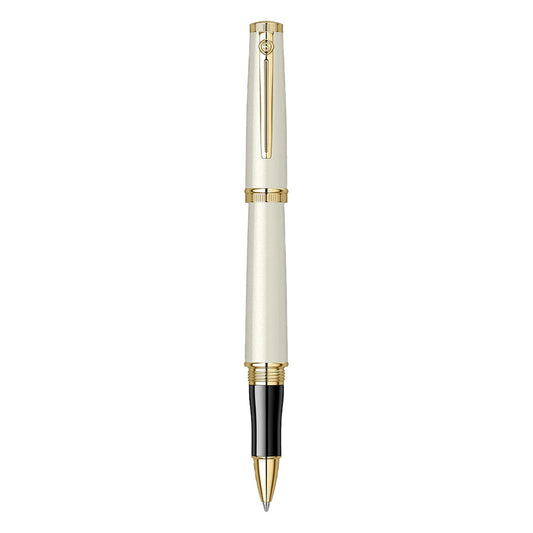 Scrikss Heritage Rollerball Pen - Ivory Gold GT on a white background