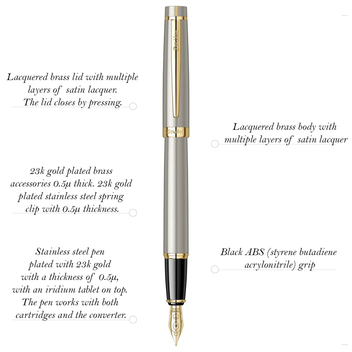Scrikss Honour 38 Fountain Pen – Satin GT details explained