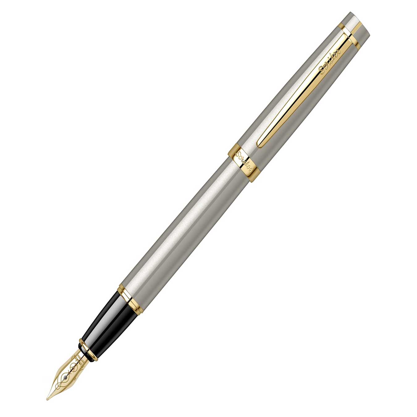 Scrikss Honour 38 Fountain Pen in Satin GT on a white background