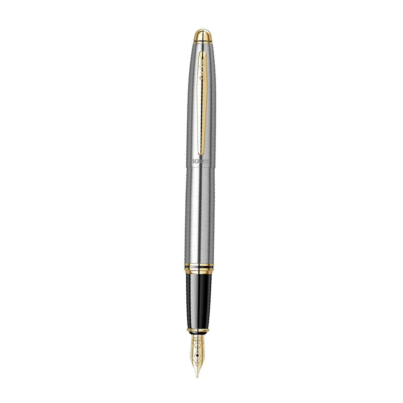 Scrikss Knight 88 Medium Nib Fountain Pen in Stainless Steel GT