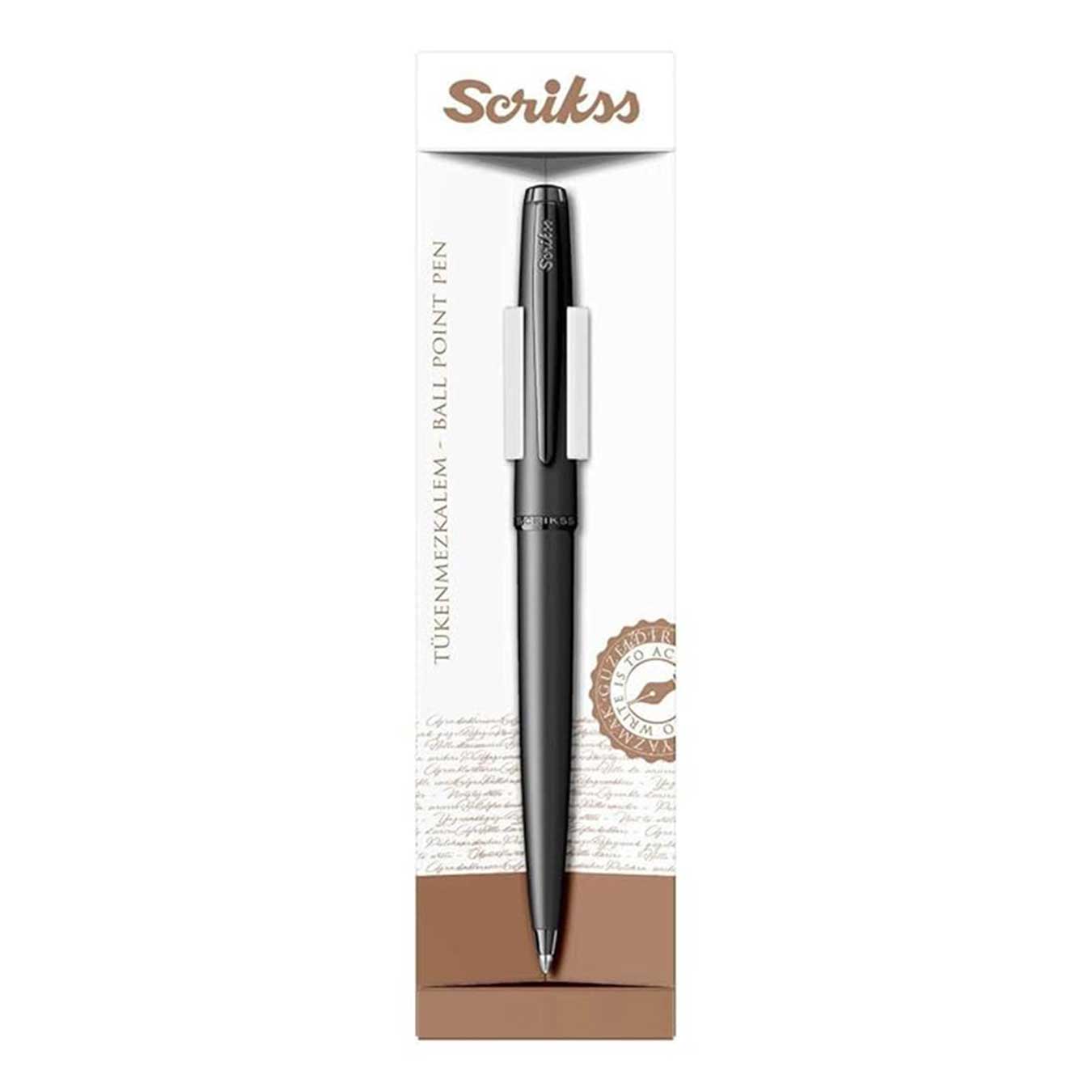 Scrikss Metropolis 78MB Ballpoint Pen in Matte Black in a gift box