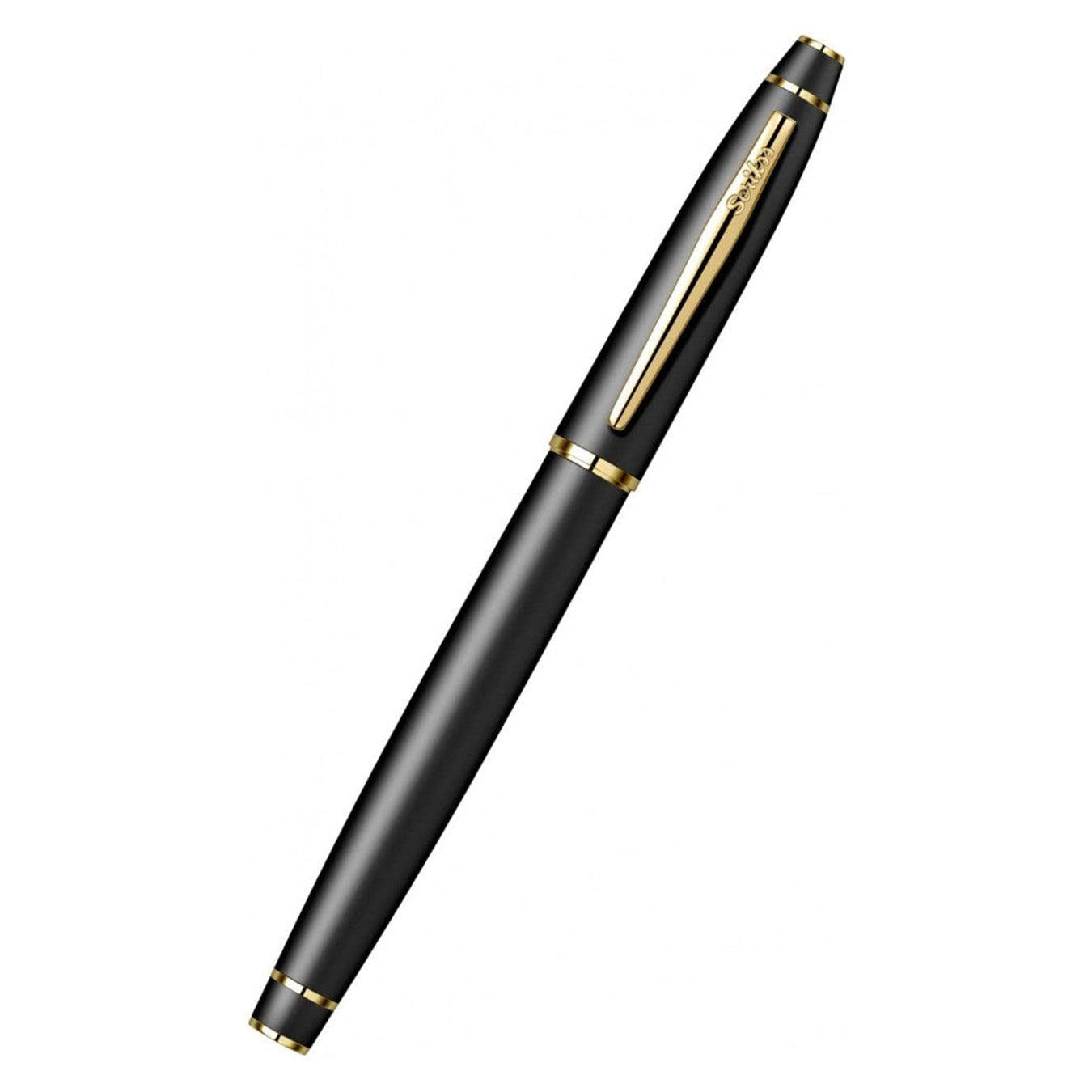 Scrikss Noble 35 Rollerball Pen - Matte Black GT on a white background
