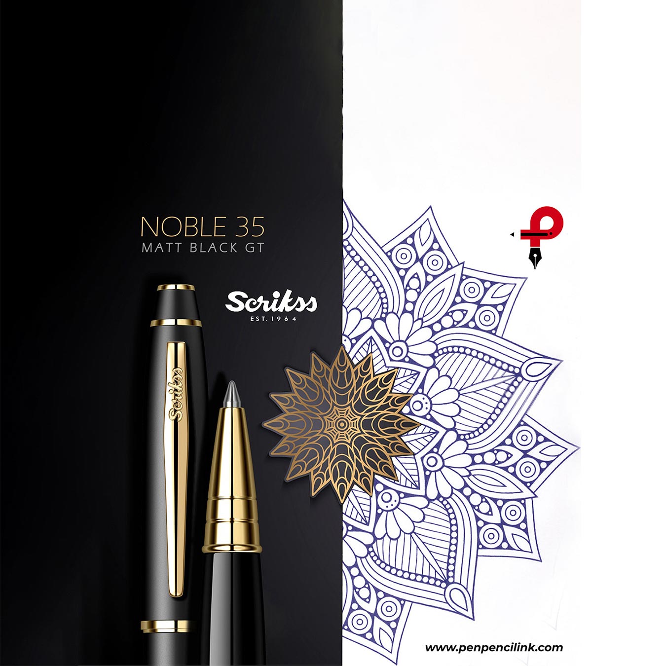 Scrikss Noble 35 Rollerball Pen - Matte Black GT