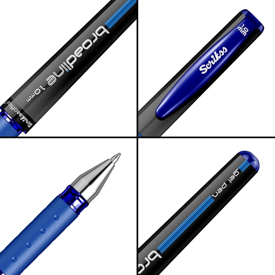 Scrikss Broadline Gel Pen 1.0mm (Pack Of 12) - Blue