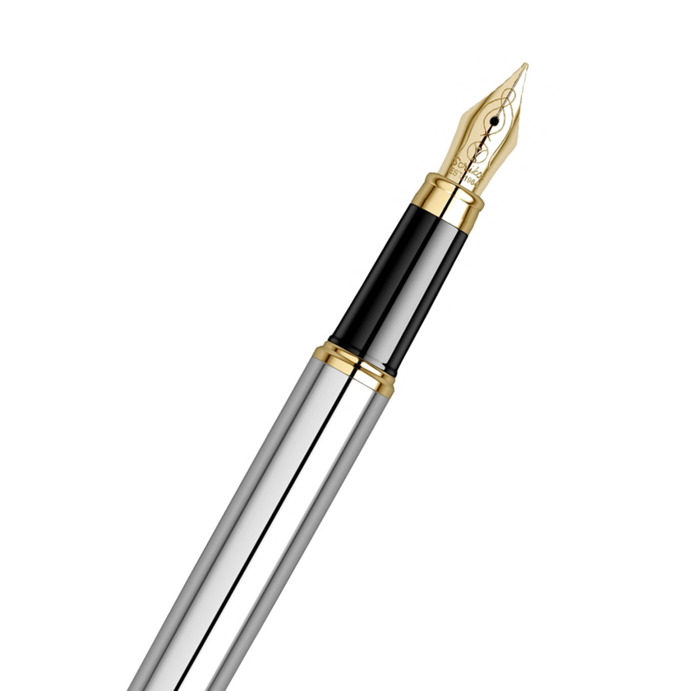 scrikss oscar 39 medium nib Fountain pen with gold accents on a white background