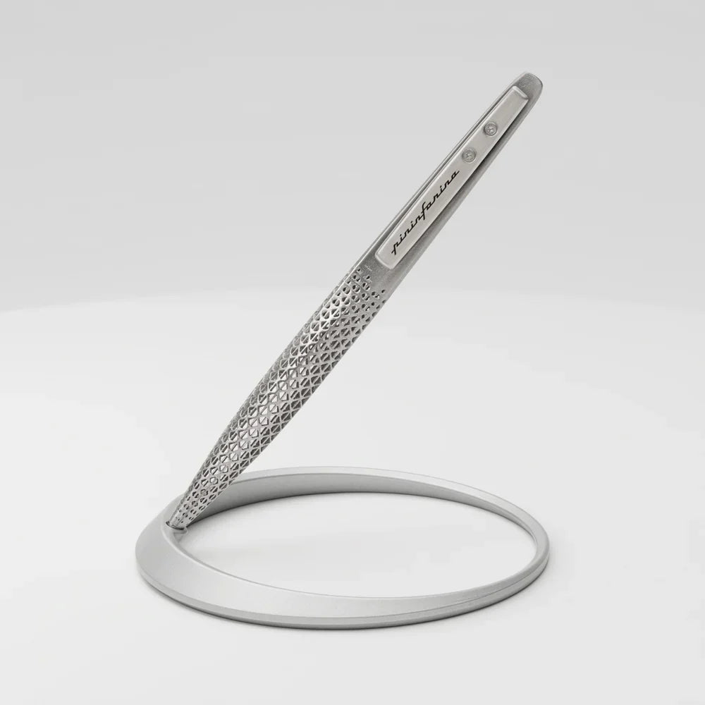 Pininfarina Space Transition Ballpoint Pen with Aluminium Desk Stand – Grey