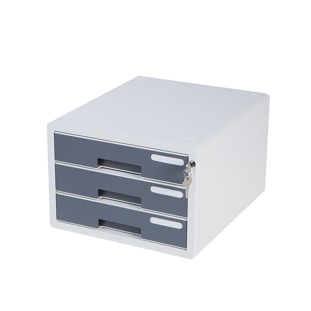 Sysmax | Lockable File Cabinet | 3 Drawers | Grey|Deluxe Color | For O ...